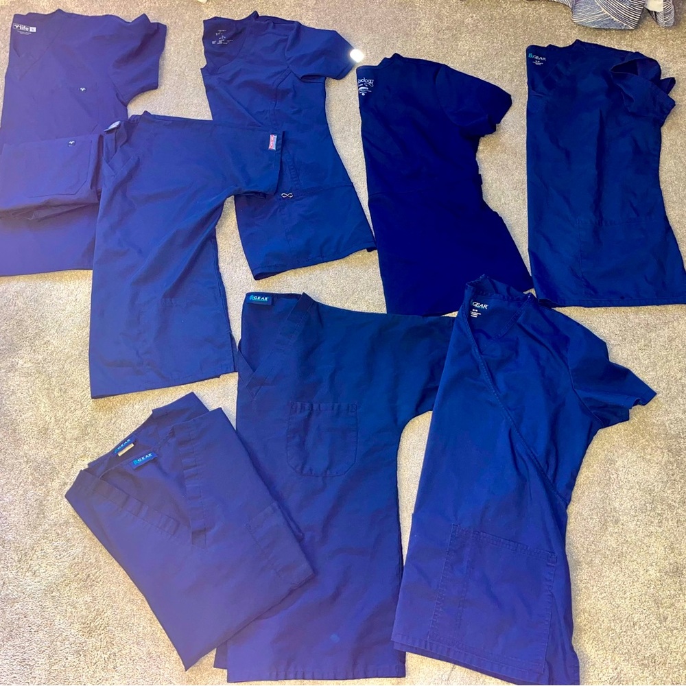 Lot of 10 Navy scrub Tops